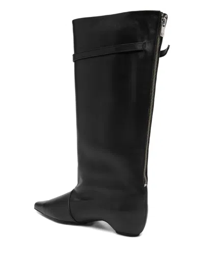 Low Classic Buckle-detail Leather Boots In Black