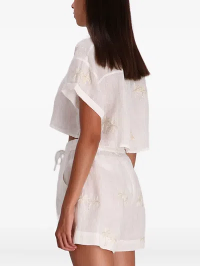 Benaras By Citrus Palm-tree Linen Shirt In Multi