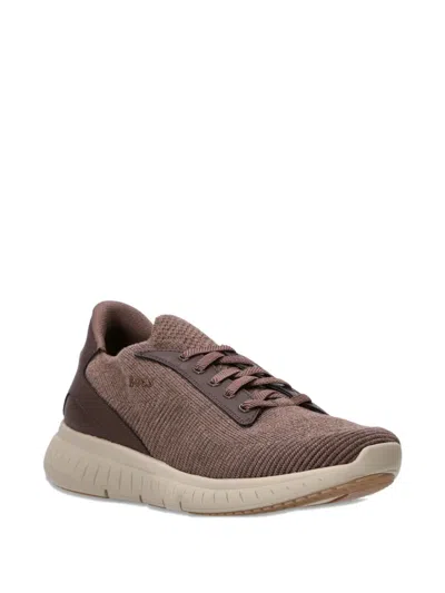 Hugo Boss Lace-up Panelled Sneakers In Brown