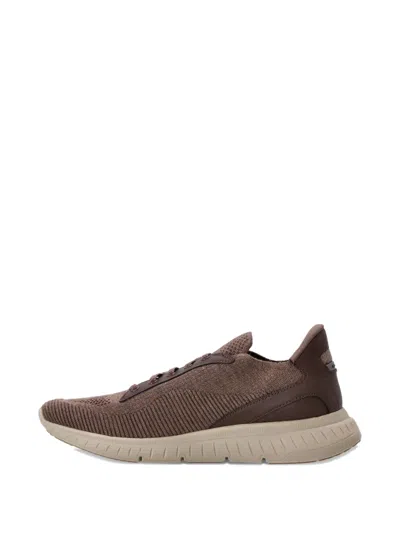 Hugo Boss Lace-up Panelled Sneakers In Brown