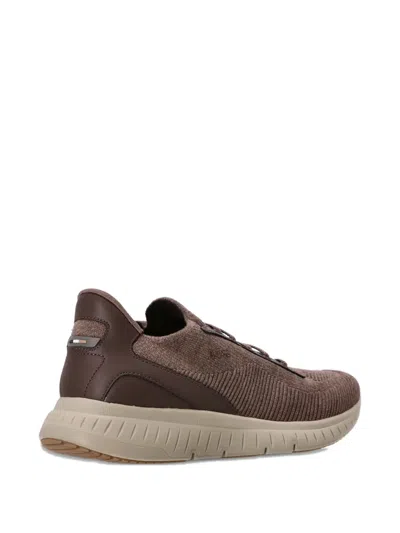 Hugo Boss Lace-up Panelled Sneakers In Brown