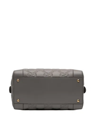 Pre-owned Gucci 2016-2025 Medium Gg Matelasse Leather Duffle Bag Travel Bag In Gray