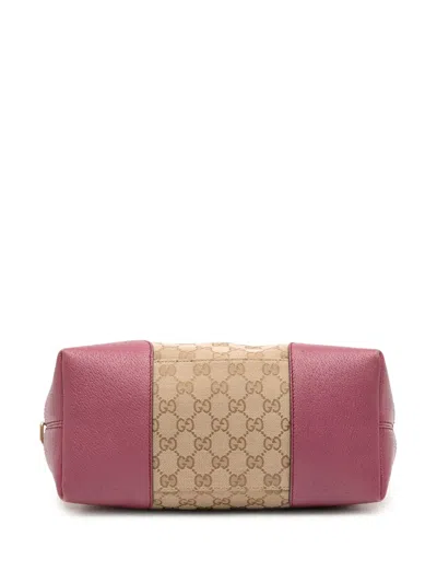 Pre-owned Gucci 2016-2025 Medium Gg Canvas Bree Satchel In Brown