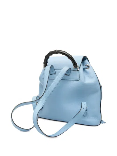 Pre-owned Gucci 2000-2015 Leather Bamboo Tassel Backpack In Blue