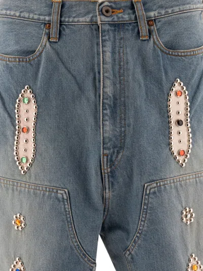 Kapital Embellished Cotton Shorts In Blue