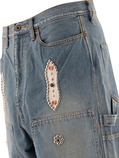 Kapital Embellished Cotton Shorts In Blue