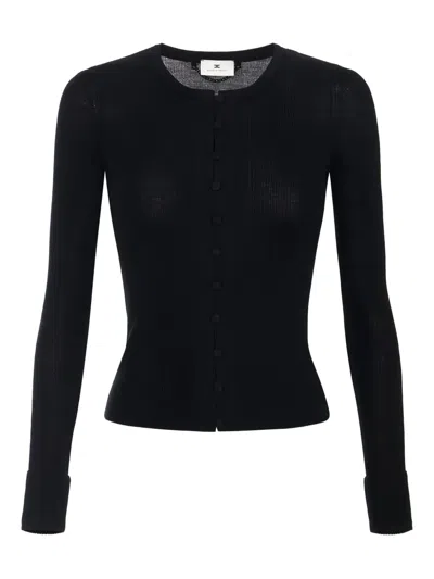 Elisabetta Franchi Lettering Cardigan In Black