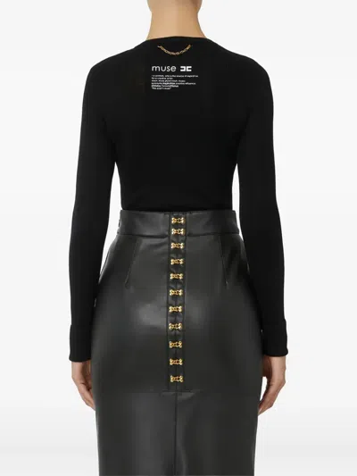 Elisabetta Franchi Lettering Cardigan In Black