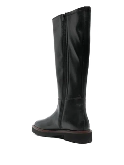 Geox Zip Leather Boot In Black