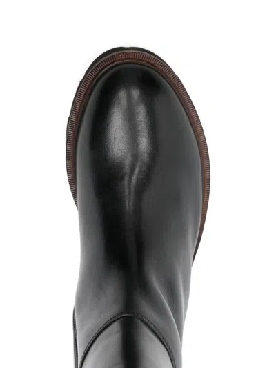 Geox Zip Leather Boot In Black