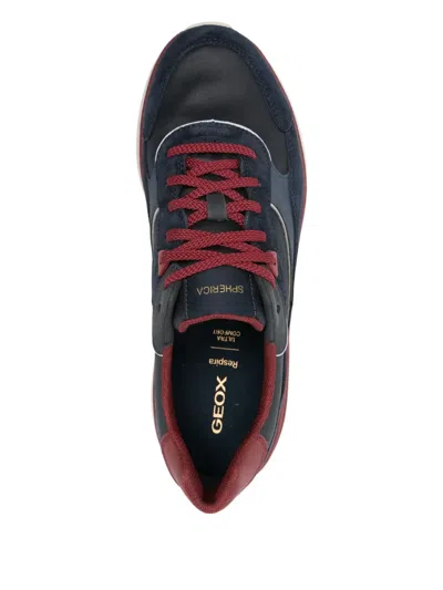 Geox Spherica Anatomical Panelled Lace-up Sneakers In Blue