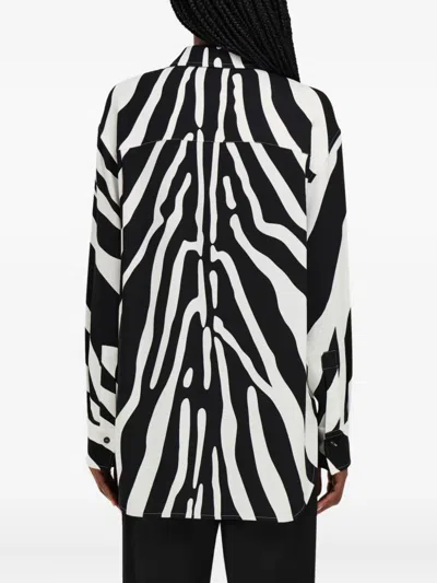 Ferragamo Zebra-print Long-sleeves Shirt In Black