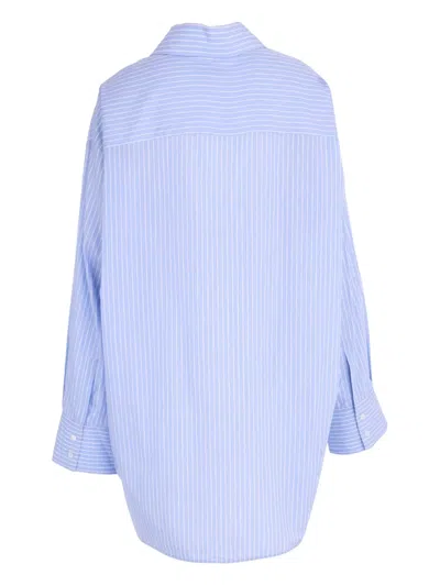 Off-white Roxy Striped Poplin Mini Shirt Dress In Blue