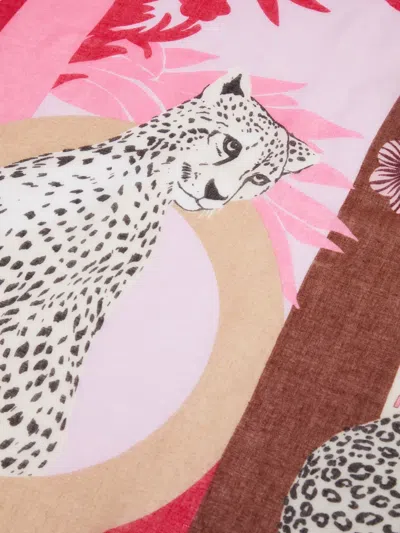 Liu •jo Fringed Printed Scarf In Pink