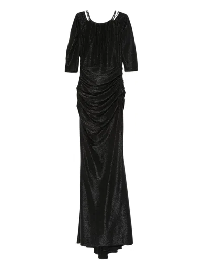 Talbot Runhof Ruched Maxi Dress In Black