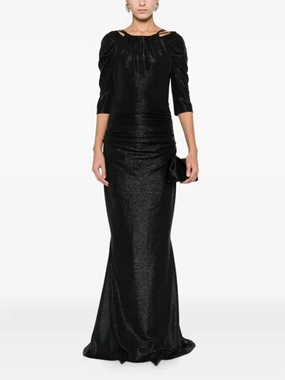 Talbot Runhof Ruched Maxi Dress In Black