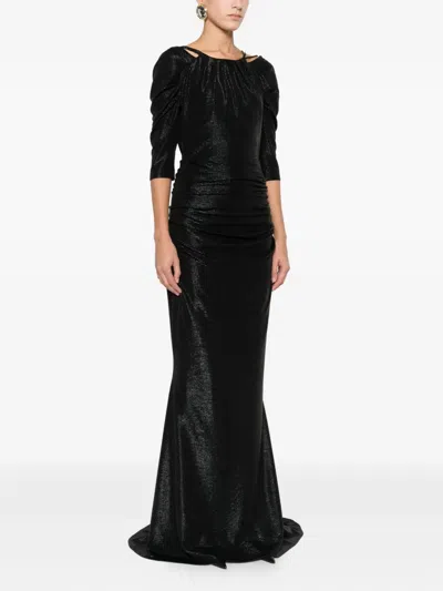 Talbot Runhof Ruched Maxi Dress In Black