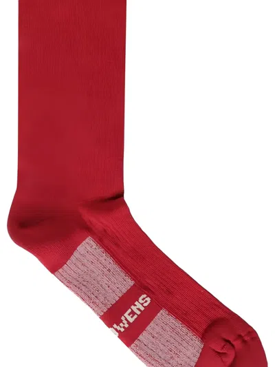 Rick Owens Glitter Socks In Cardinal Red And Pearl