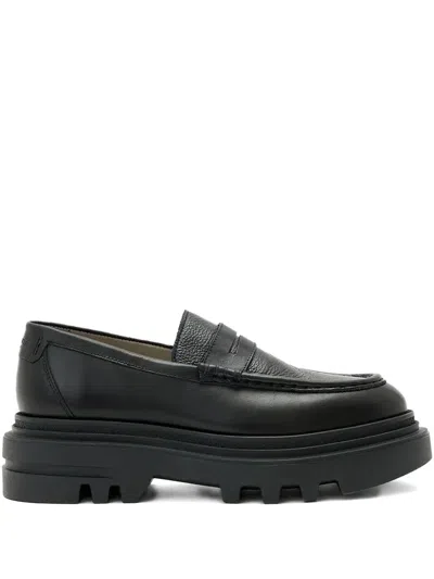 Allsaints Lug-sole Penny Loafers In Black