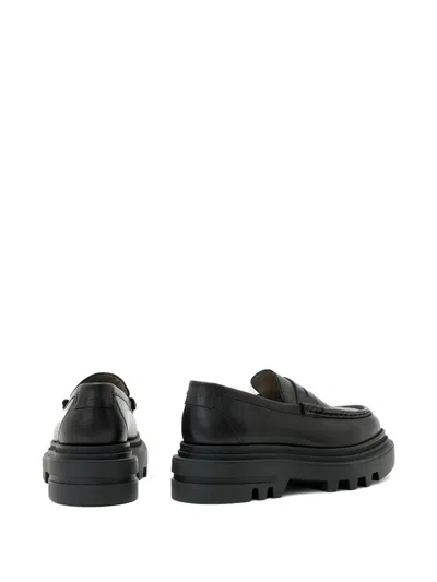 Allsaints Lug-sole Penny Loafers In Black