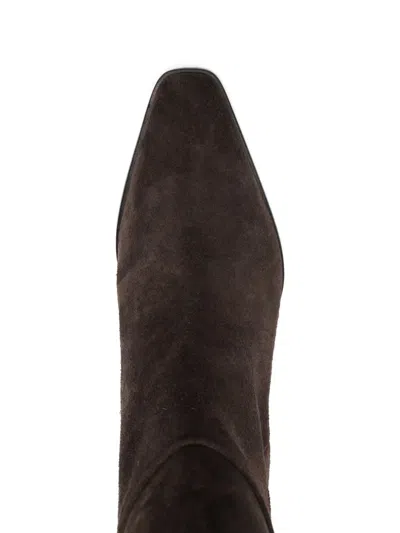 Aeyde 40mm Medea Suede Pointed-toe Boots In Brown
