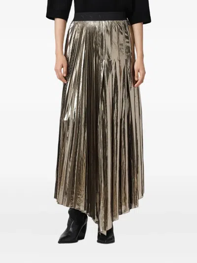 Allsaints Womens Bronze Gold Jax Metallic Woven Maxi Skirt In Multi