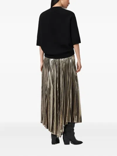 Allsaints Womens Bronze Gold Jax Metallic Woven Maxi Skirt In Multi