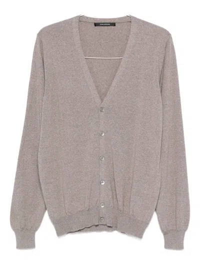 Tagliatore V-neck Buttoned Cardigan In Gray