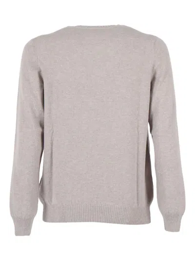 Settefili Cashmere French Shoulder Crew Neck Slim In Gray