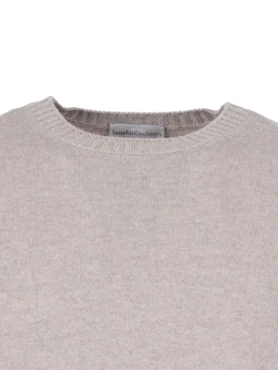 Settefili Cashmere French Shoulder Crew Neck Slim In Gray