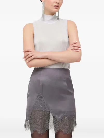 Patrizia Pepe High-neck Embellished Top In Neutral