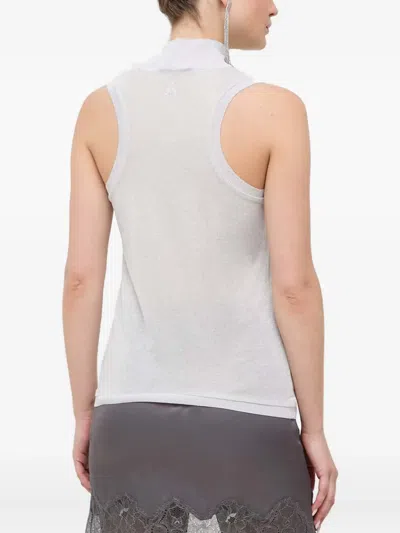 Patrizia Pepe High-neck Embellished Top In Neutral