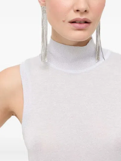 Patrizia Pepe High-neck Embellished Top In Neutral