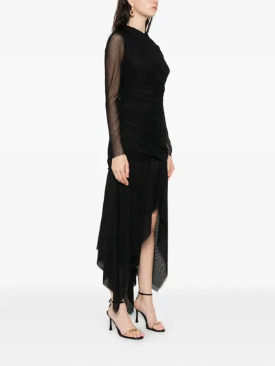 Talbot Runhof Draped Long-sleeve Dress In Black