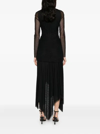 Talbot Runhof Draped Long-sleeve Dress In Black