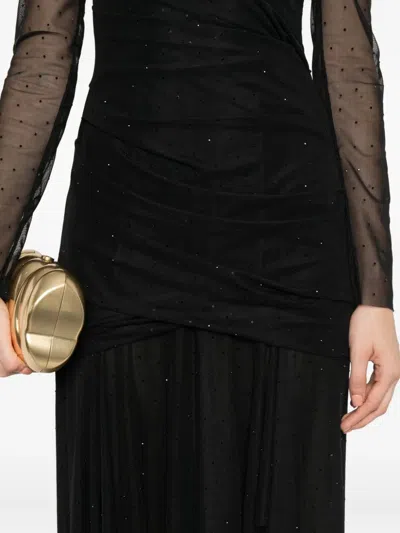 Talbot Runhof Draped Long-sleeve Dress In Black