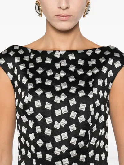 Talbot Runhof Geometric-print Dress In Black