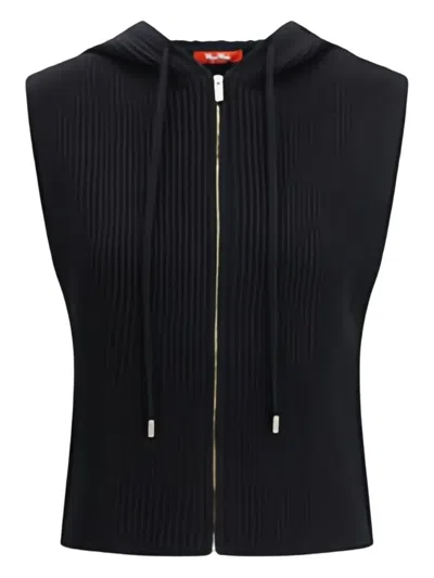Max Mara Wool And Cashmere Hooded Gilet In Black