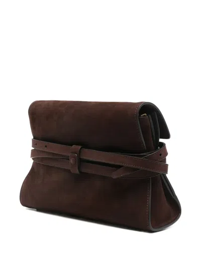 Moschino Buckle Leather Shoulder Bag In Brown