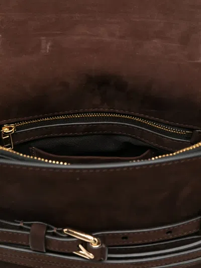 Moschino Buckle Leather Shoulder Bag In Brown