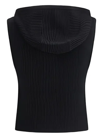 Max Mara Wool And Cashmere Hooded Gilet In Black