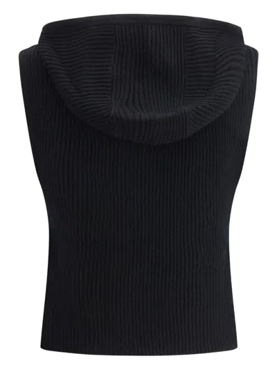Max Mara Wool And Cashmere Hooded Gilet In Black
