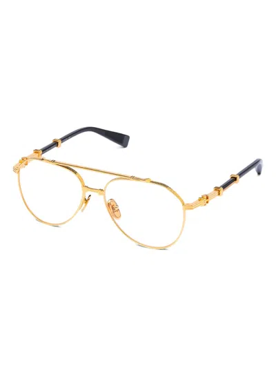 Balmain Pilot-frame Glasses In Gold