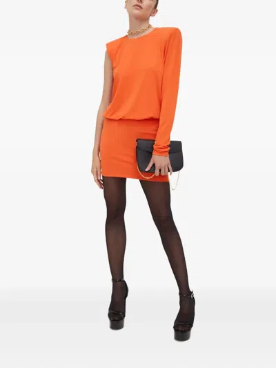 Patrizia Pepe One-shoulder Mini Dress In Orange
