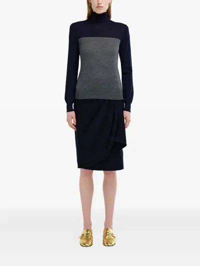 Ferragamo Colour-block High-neck Sweater In Blue
