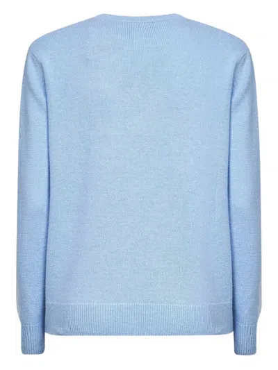 Mc2 Saint Barth Light Blue Embroidered Wool Blend New Queen Sweater In Blue