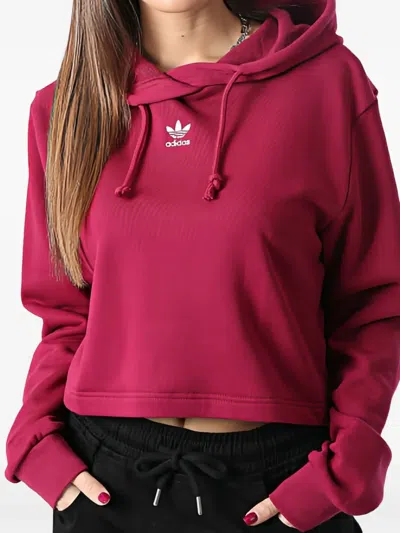 Adidas Originals Logo-embroidered Hoodie In Burgundy