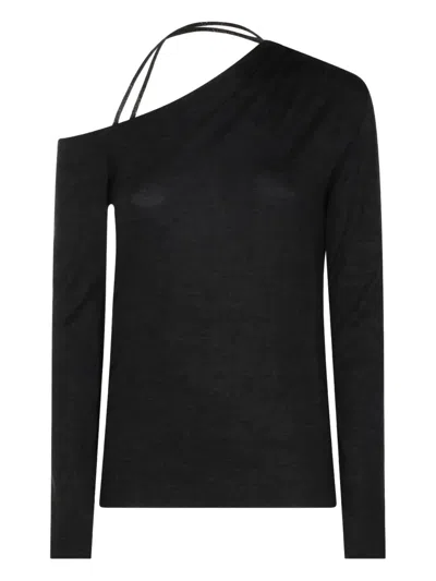 Brunello Cucinelli One-shoulder Long Sleeved Knit Jumper In Black