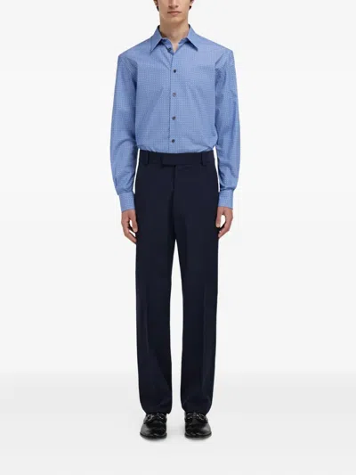 Ferragamo Monogram Print Shirt In Blue