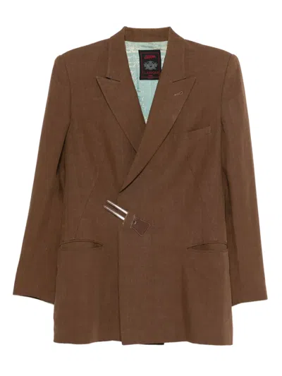 Pre-owned Jean Paul Gaultier 1990s Pin-fastening Blazer In Brown